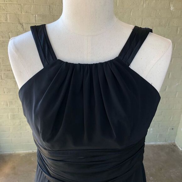 Elegant DAVID'S Bridal Black Flowy Full-Length Dress D273 - Picture 11 of 13